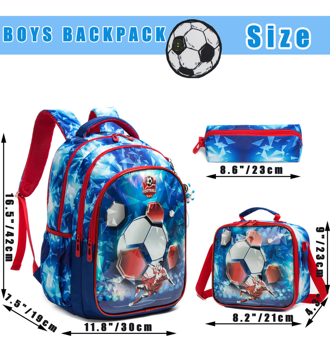 3pc Soccer Game Football Bookbag set - Preppy Kids (Grand Bazaar)