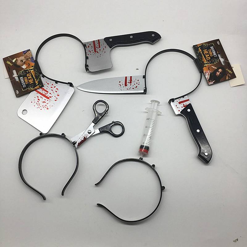 Halloween Horror Headband,Realistic Bloody Cleaver,Scissors,Saw Blade Hair Bands Halloween Costume Party Supplies - Preppy Kids (Grand Bazaar)