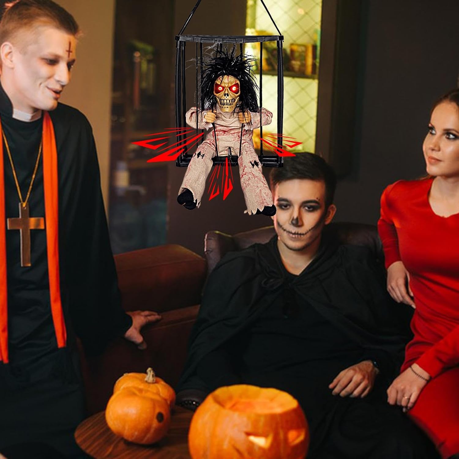 Skull Prisoner Cage Animated Motion Sensor Halloween decor - Preppy Kids (Grand Bazaar)