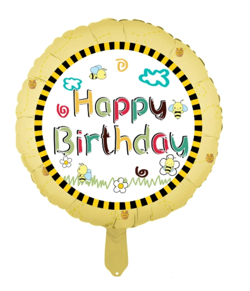 HBD Happy Birthday Foil Balloon 2 (18 inch) Bees - Preppy Kids (Grand Bazaar)