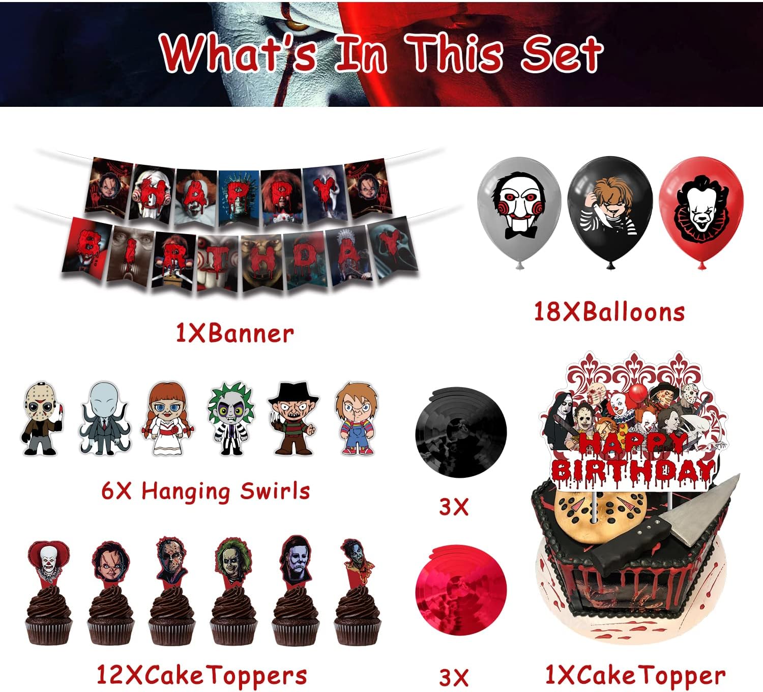 Horror Scary Movie Birthday Party Decorations Chucky - Preppy Kids (Grand Bazaar)