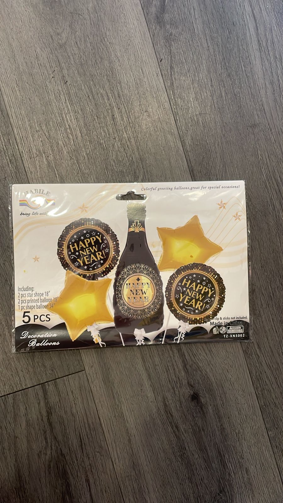 Champagne 5pc Happy New Year Balloon set package