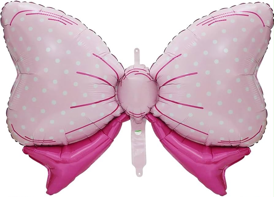 Polka dot pink bow foil balloon 24”