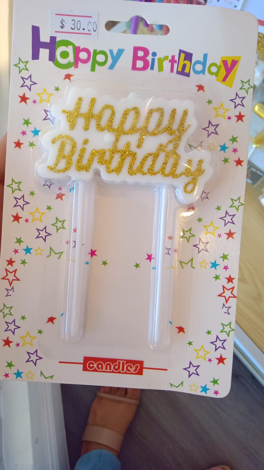 Cake topper Happy Birthday Gold White - Preppy Kids (Grand Bazaar)
