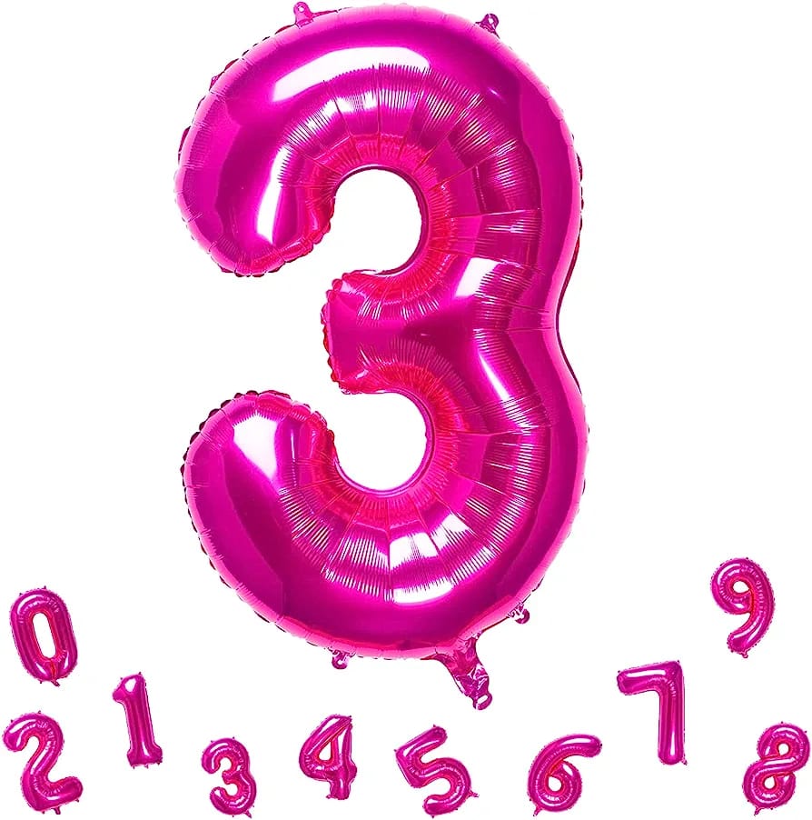 32" Number Fuchsia Pink Foil Helium Balloons (32"). 1 to 9 - Preppy Kids (Grand Bazaar)