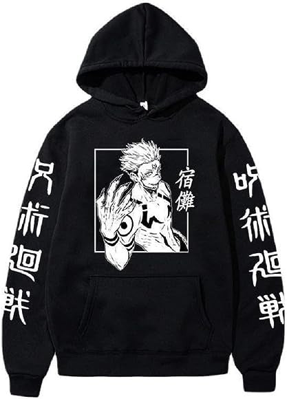 Jujutsu Kaisen Sukuna Hoodie Black Fleece - Preppy Kids (Grand Bazaar)