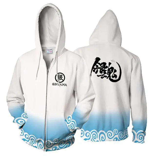 Anime GinTama Gintoki Hoodie (Zipper) gin tima - Preppy Kids (Grand Bazaar)