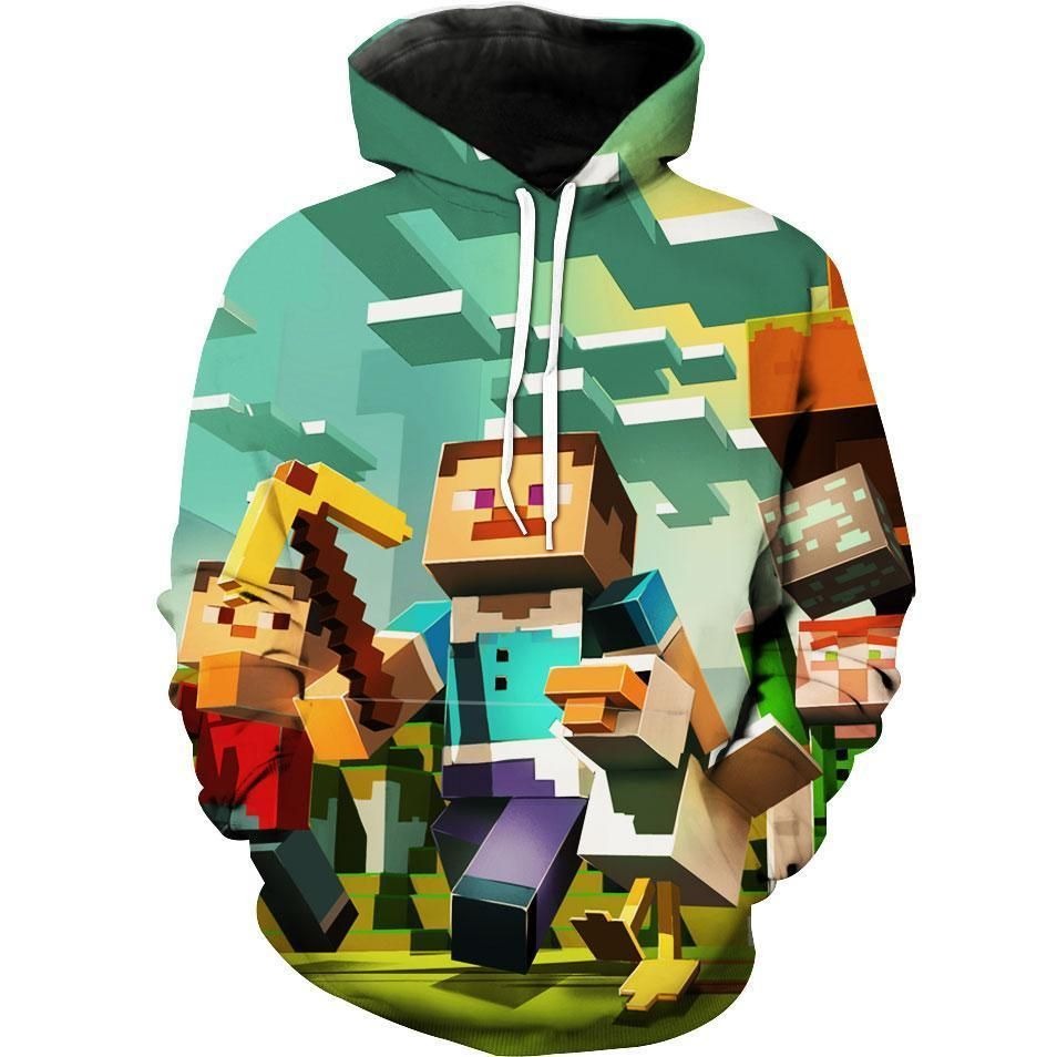 Minecraft Steve Hoodie Zipper Preppy Kids Grand Bazaar