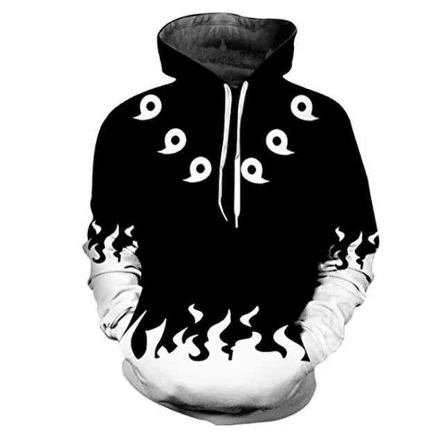 Naruto Hagoromo Otsutsuki Hoodie (Zipper) Black and White - Preppy Kids (Grand Bazaar)