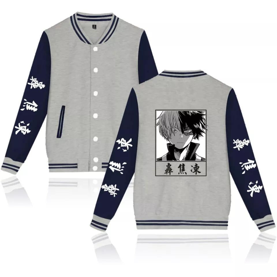 My Hero Academia  Grey and Navy Baseball Jacket varsity - Preppy Kids (Grand Bazaar)