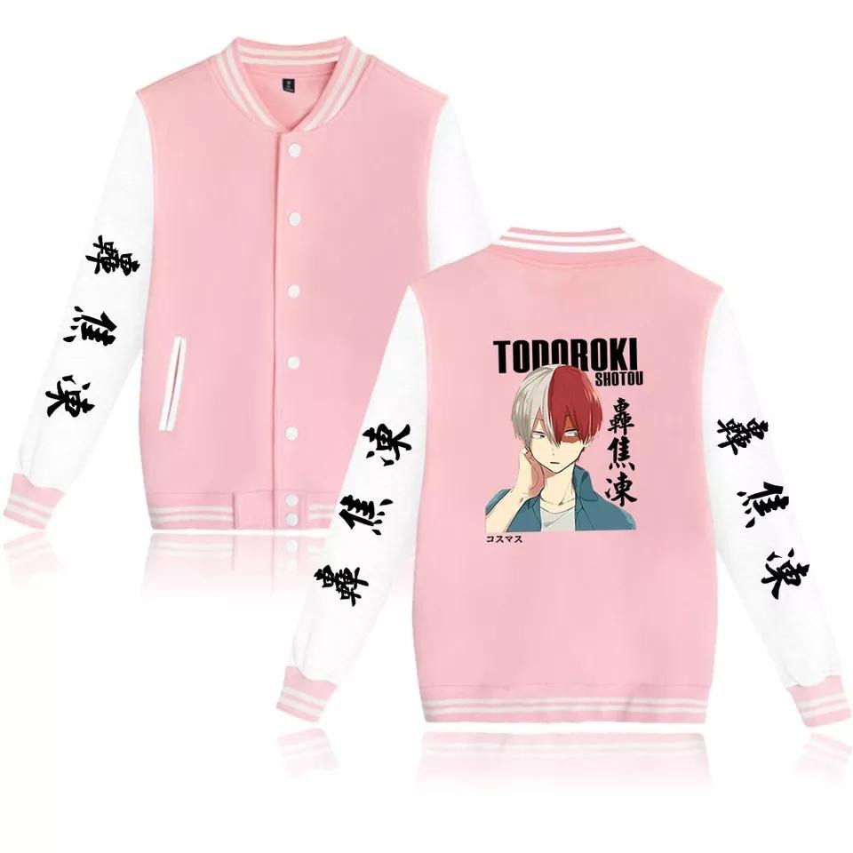 My Hero Todoroki Pink Academia  Baseball Jacket varsity - Preppy Kids (Grand Bazaar)