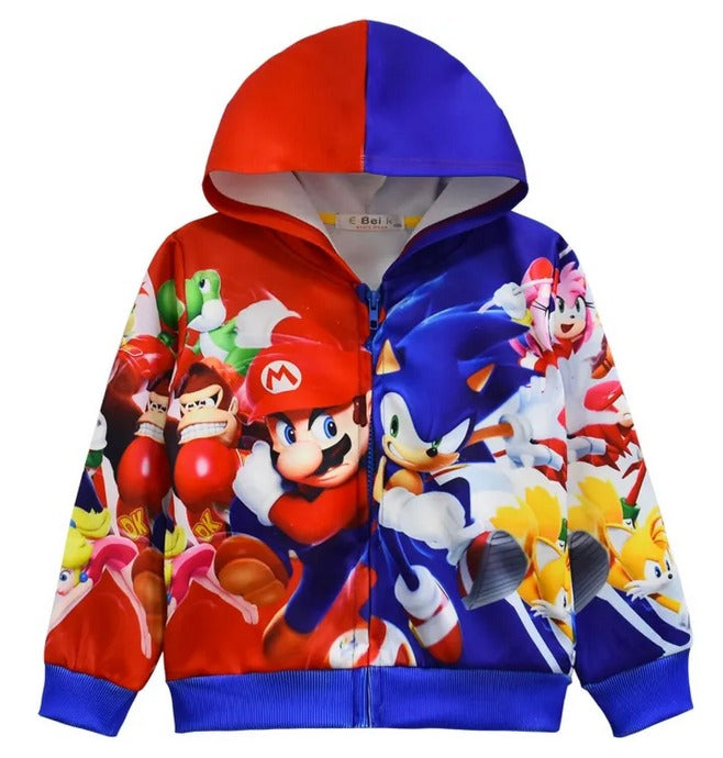 Mario vs Sonic Zipper Hoodie - Preppy Kids (Grand Bazaar)