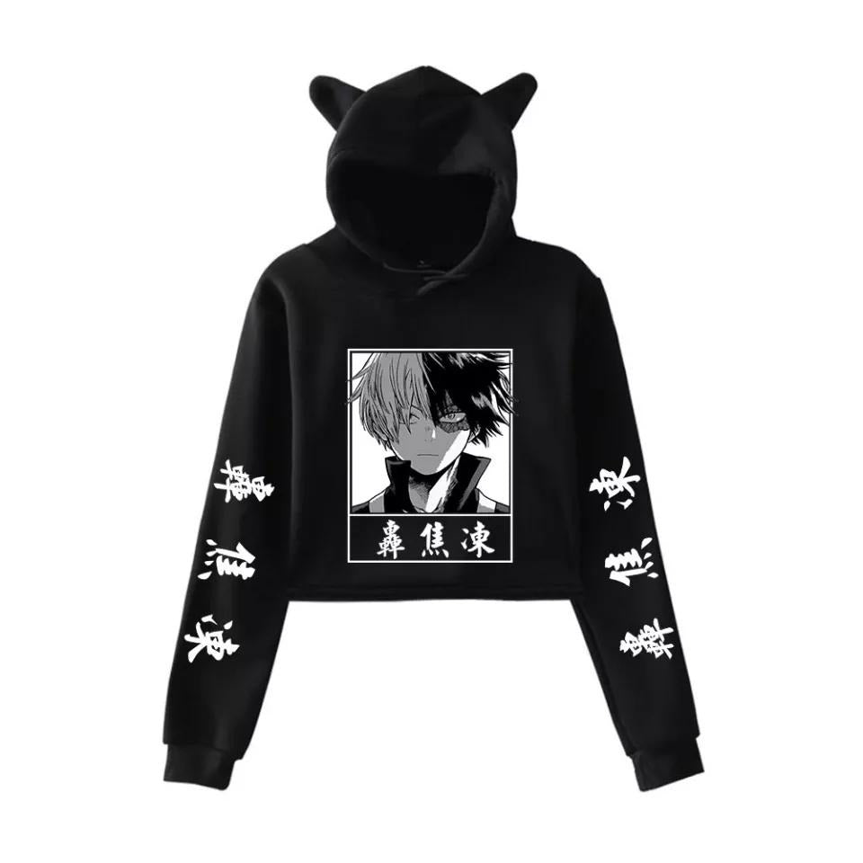 My Hero Academia Cat Ears Black Hoodie Anime Crop top - Preppy Kids (Grand Bazaar)