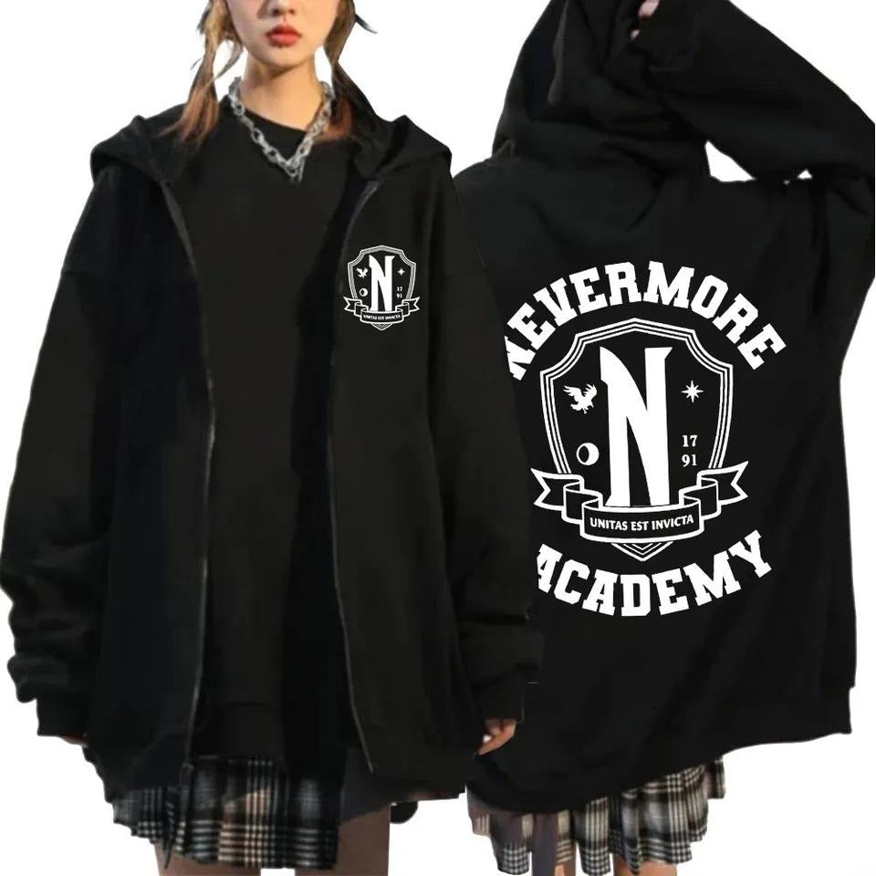 Nevermore Academy Black Zipper Hoodie - Preppy Kids (Grand Bazaar)