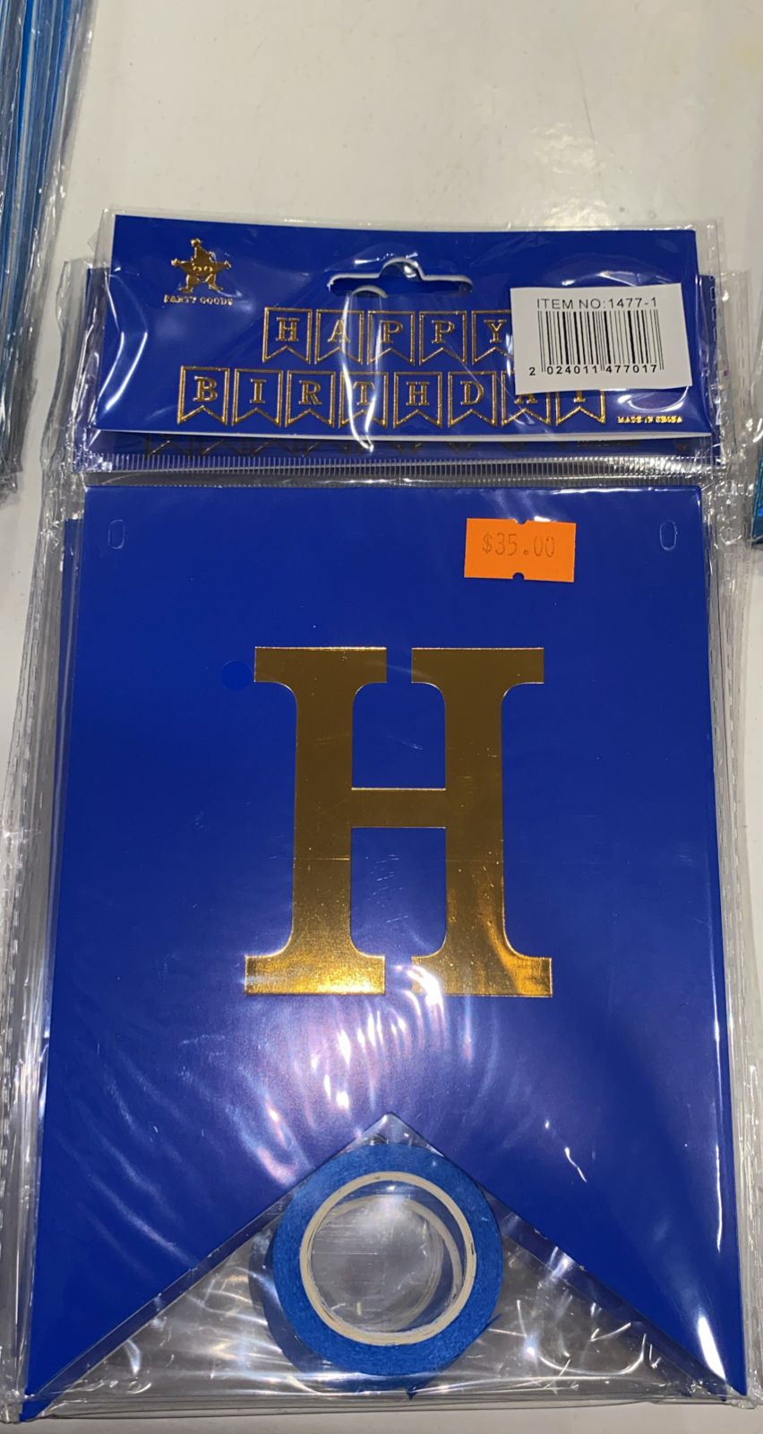 HBD Glitter (Royal blue Gold border Happy Birthday Banner - Preppy Kids (Grand Bazaar)