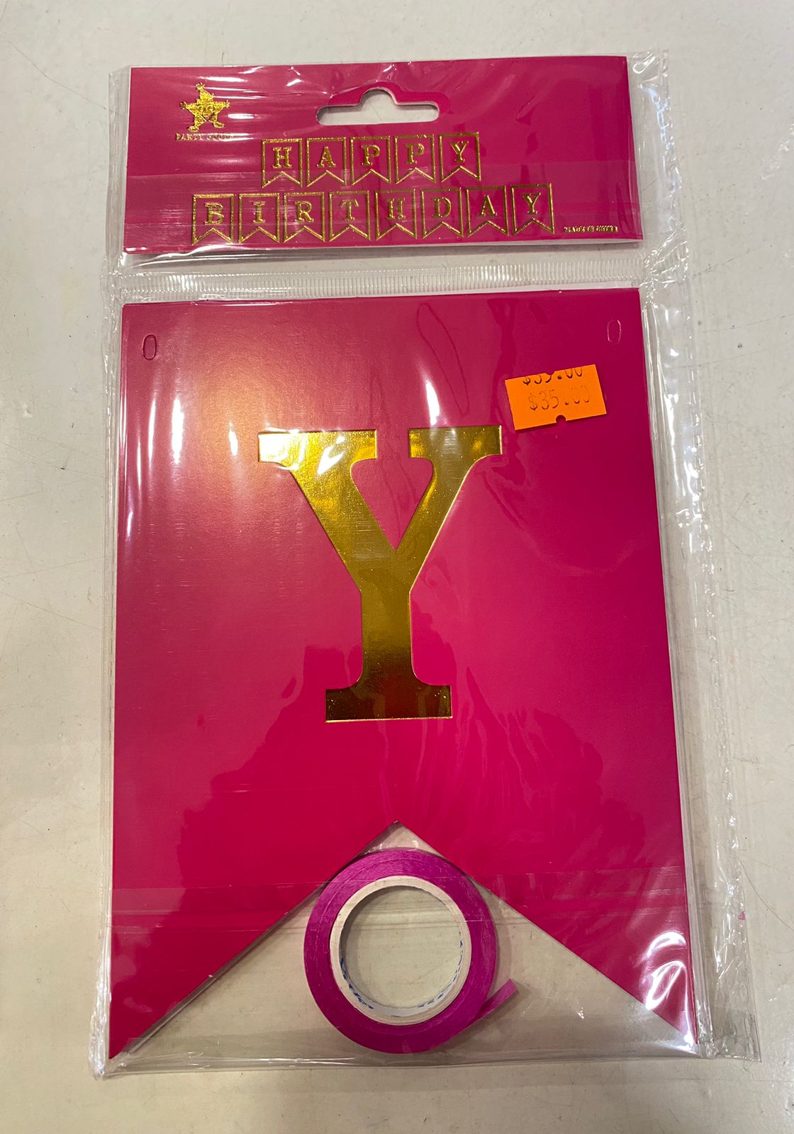 HBD Fusia pink gold border Banner Happy Birathday - Preppy Kids (Grand Bazaar)