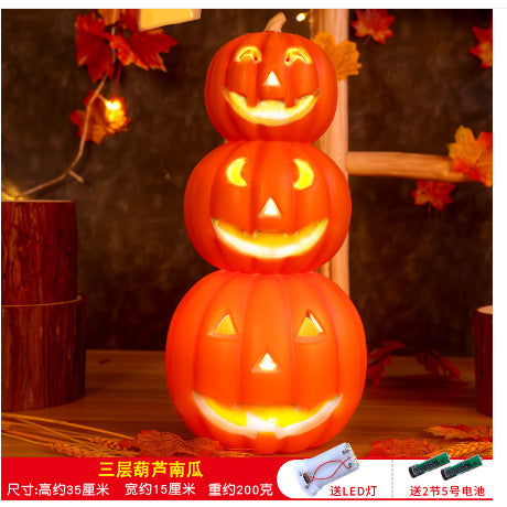 Halloween Pumpkin Decorations Unique 3 Tiers Stacked Jack-O-Lantern - Preppy Kids (Grand Bazaar)