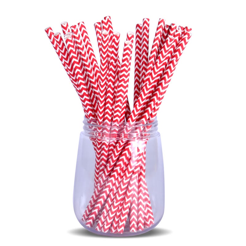 Red striped paper straws 25pcs
