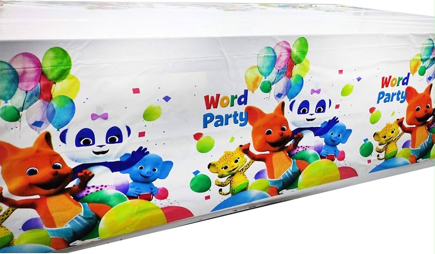 Word party animals tablecloth