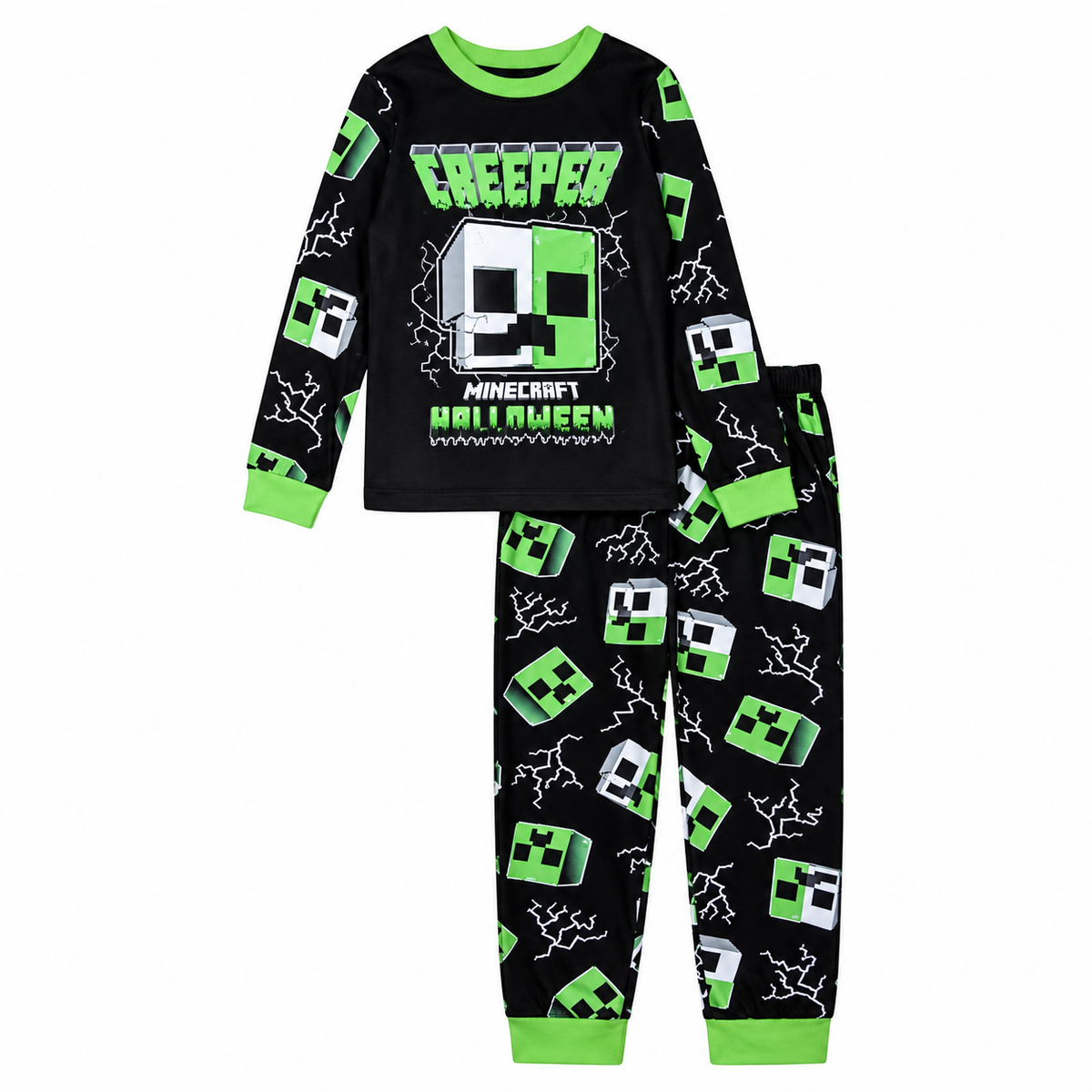 Minecraft Creeper Halloween Pajamas 2PCS Set