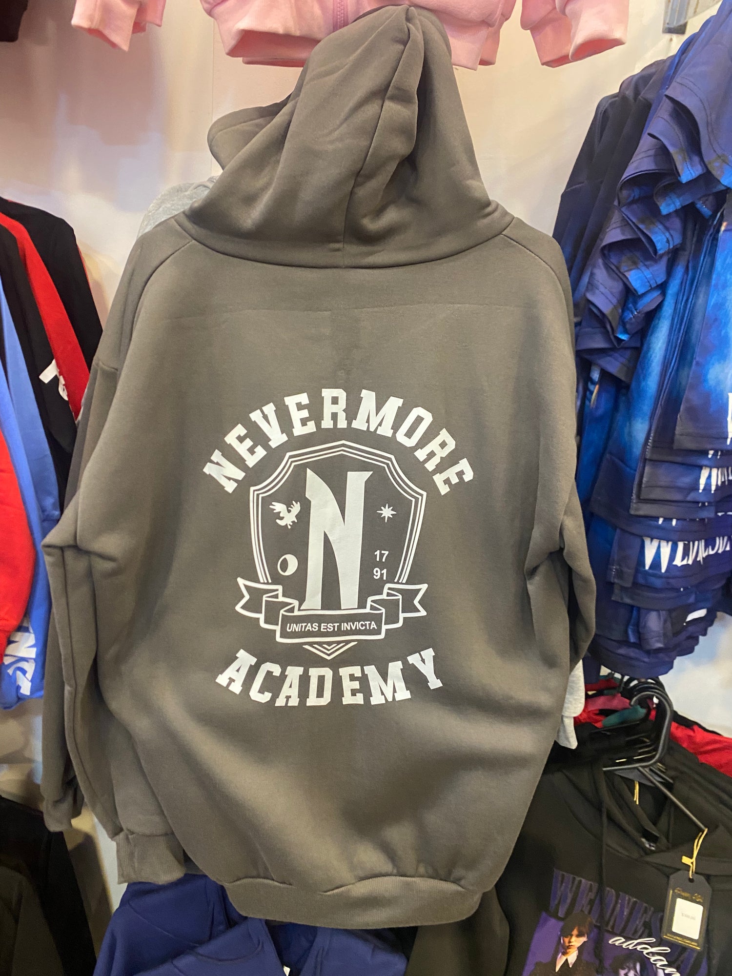 Nevermore Academy Wednesday Zipper Hoodie Dark Grey - Preppy Kids (Grand Bazaar)