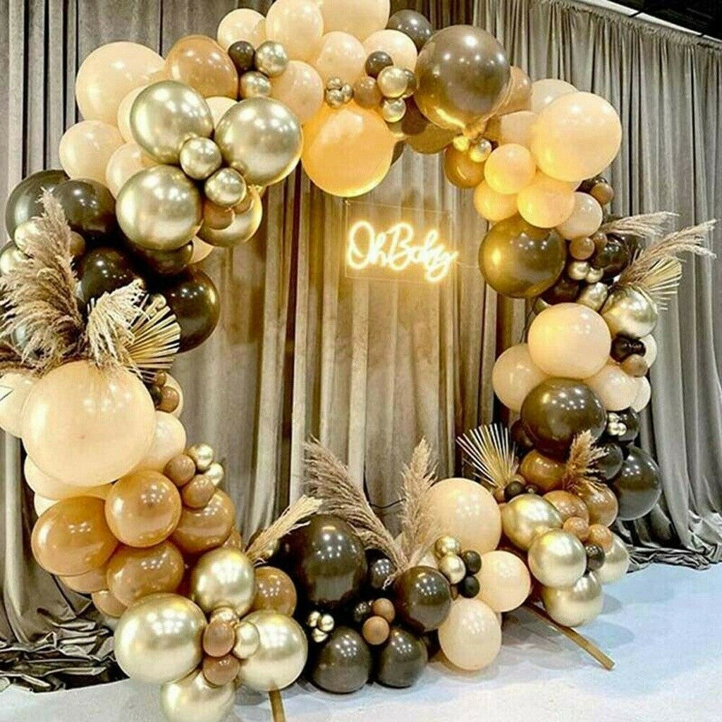 Coffee brown gold balloons arch kit