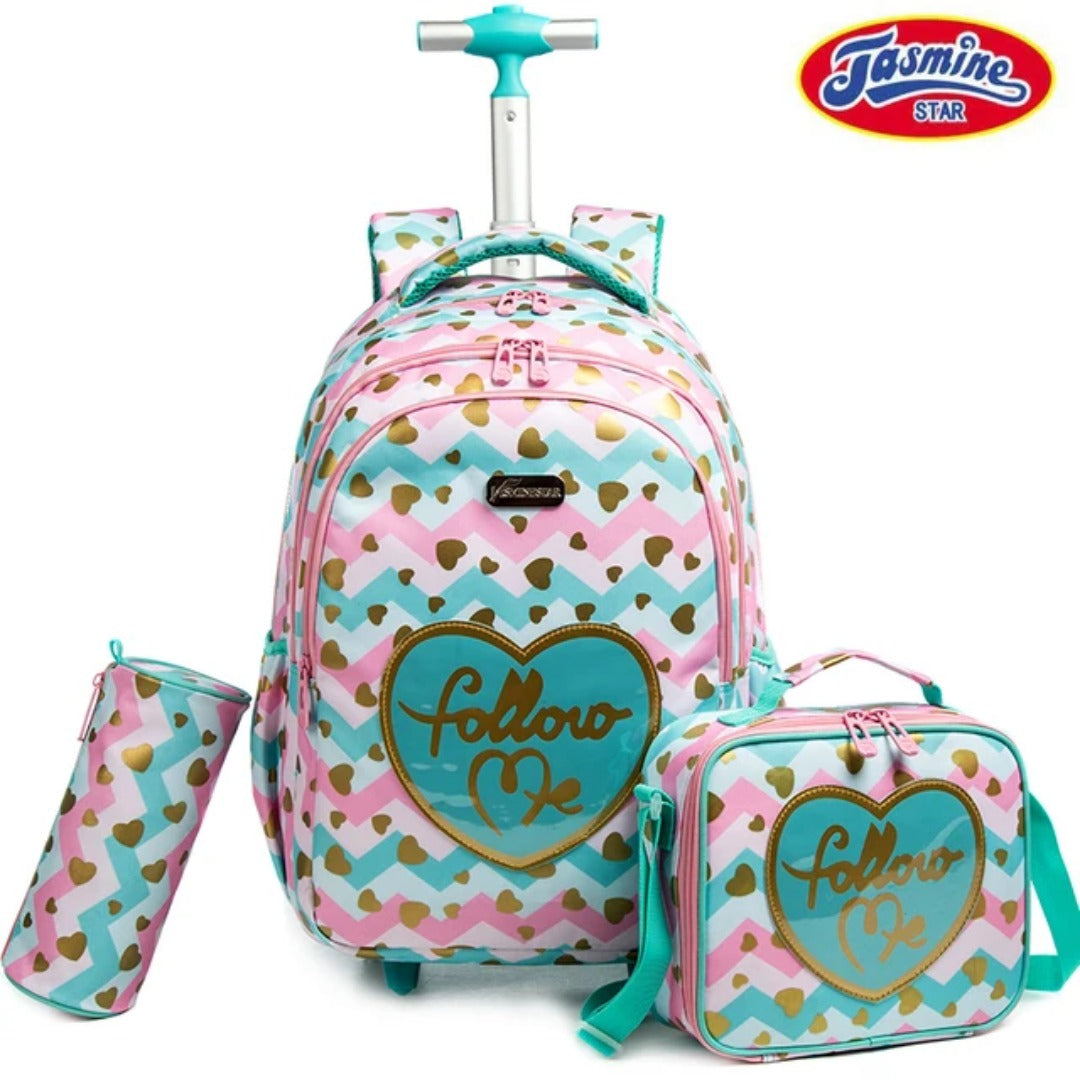 Jasminestar heart pattern follow me 3pc trolley set