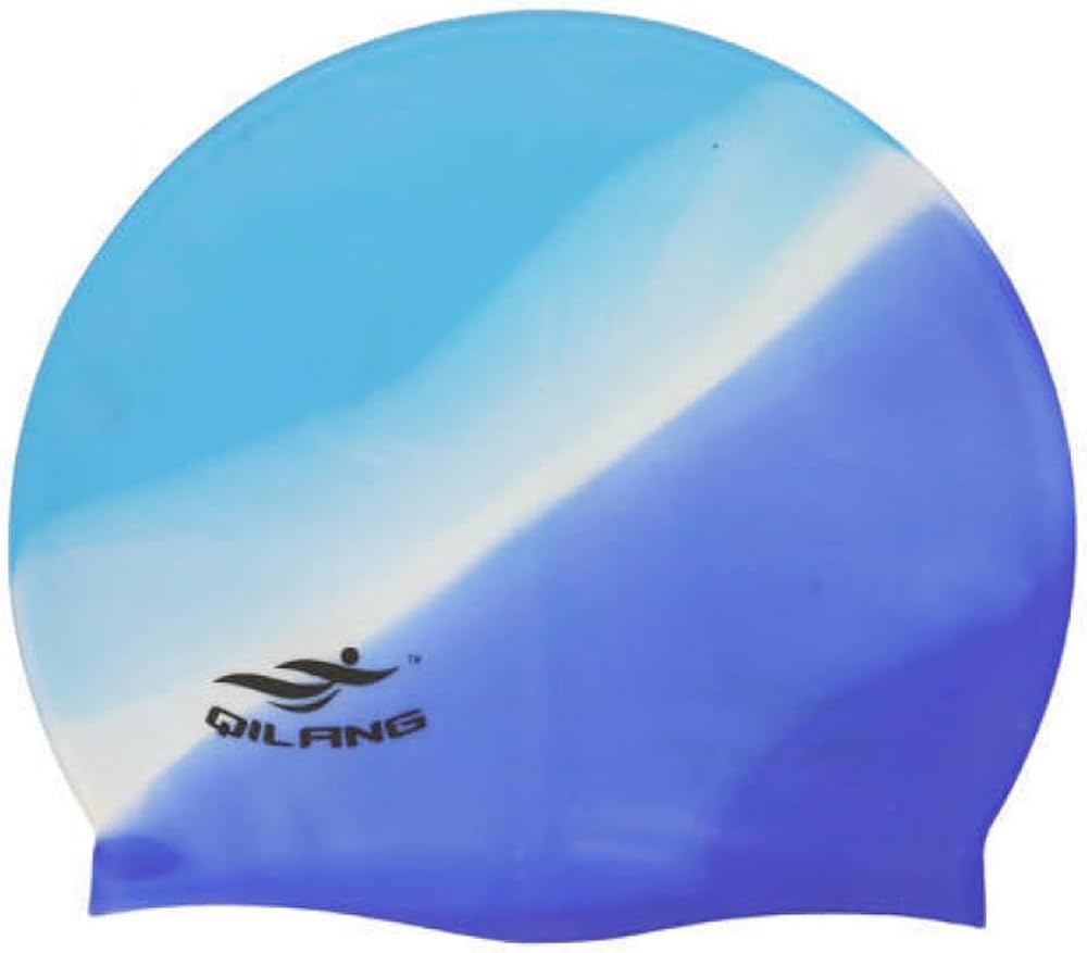 Unisex Adults Blue and white swimming cap