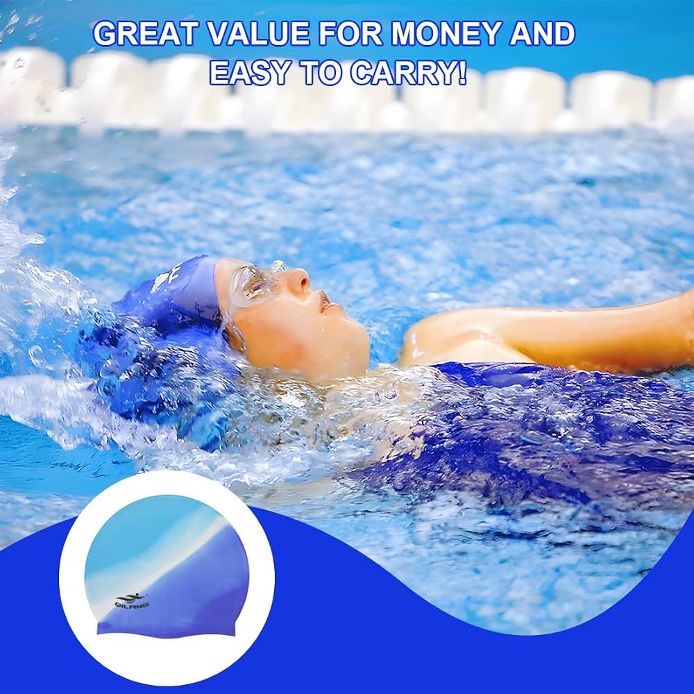 Unisex Adults Blue and white swimming cap