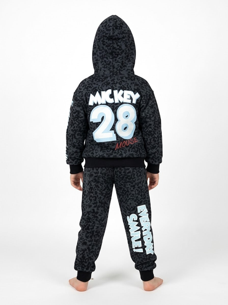 Zara Mickey Mouse dark grey 28 fleece 2pc tracksuit