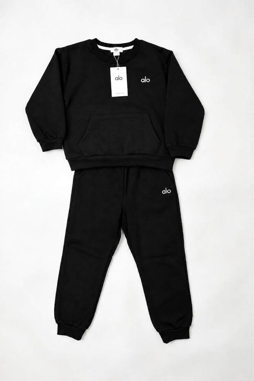 Alo black fleece 2pc tracksuit