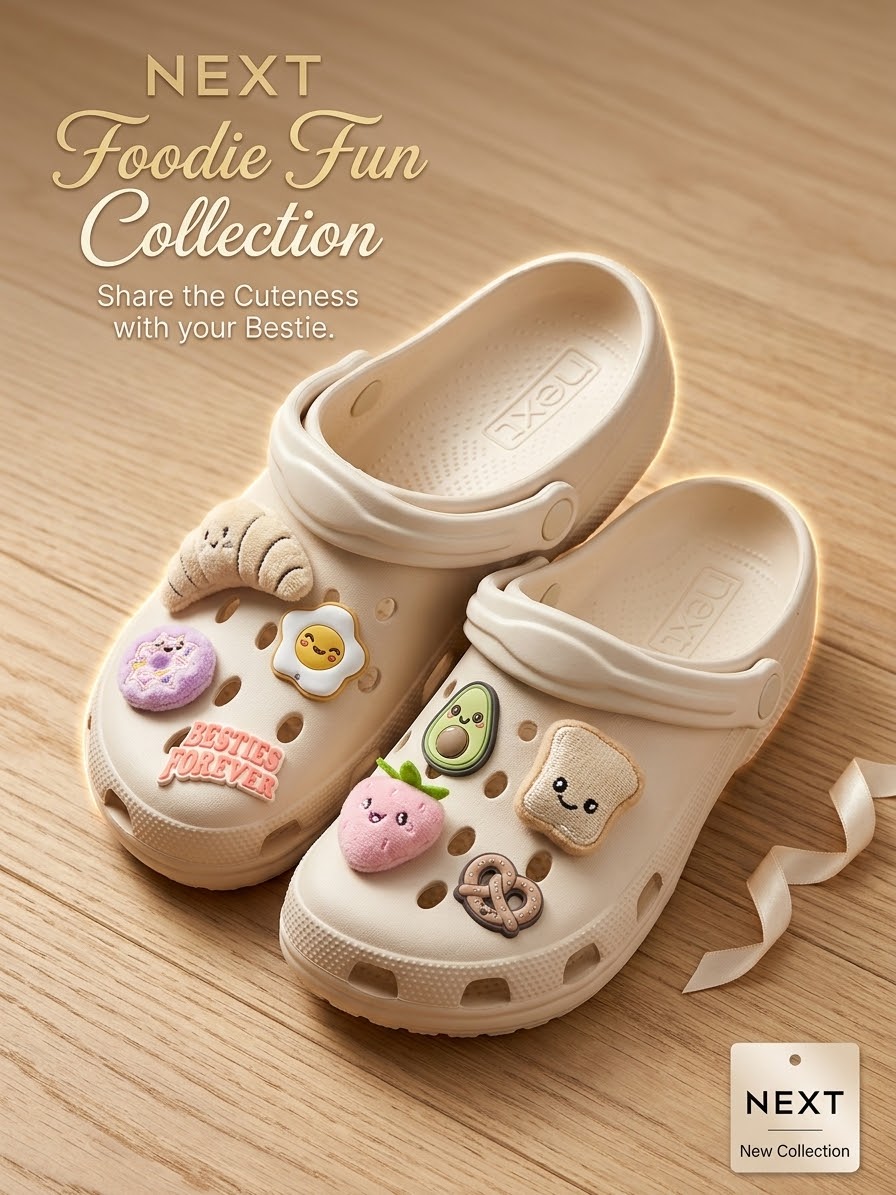 Next food themed cream crocs