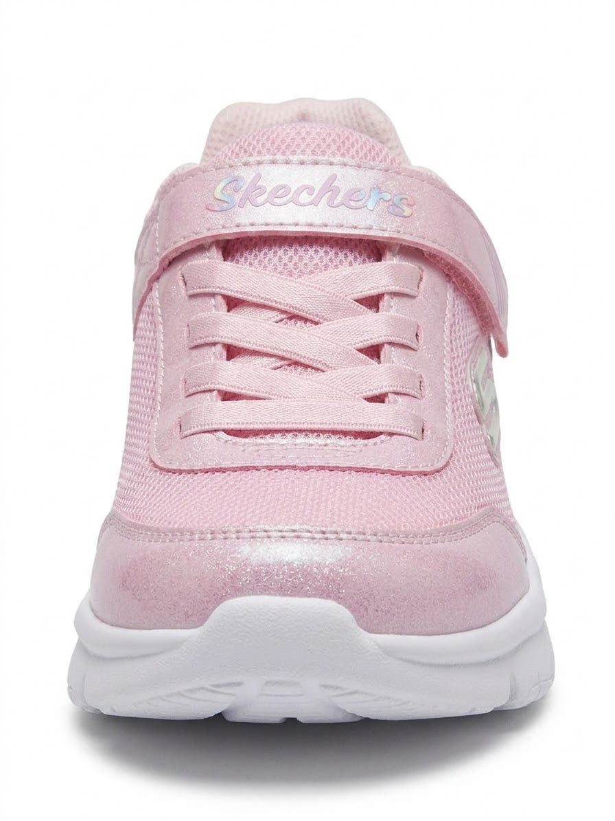 Skechers Girls pink sparkly sneakers with wave pattern (air-cooled memory foam padding)
