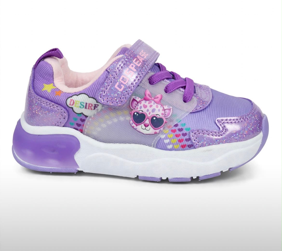 Gospease Girls purple sparkly light up sneakers