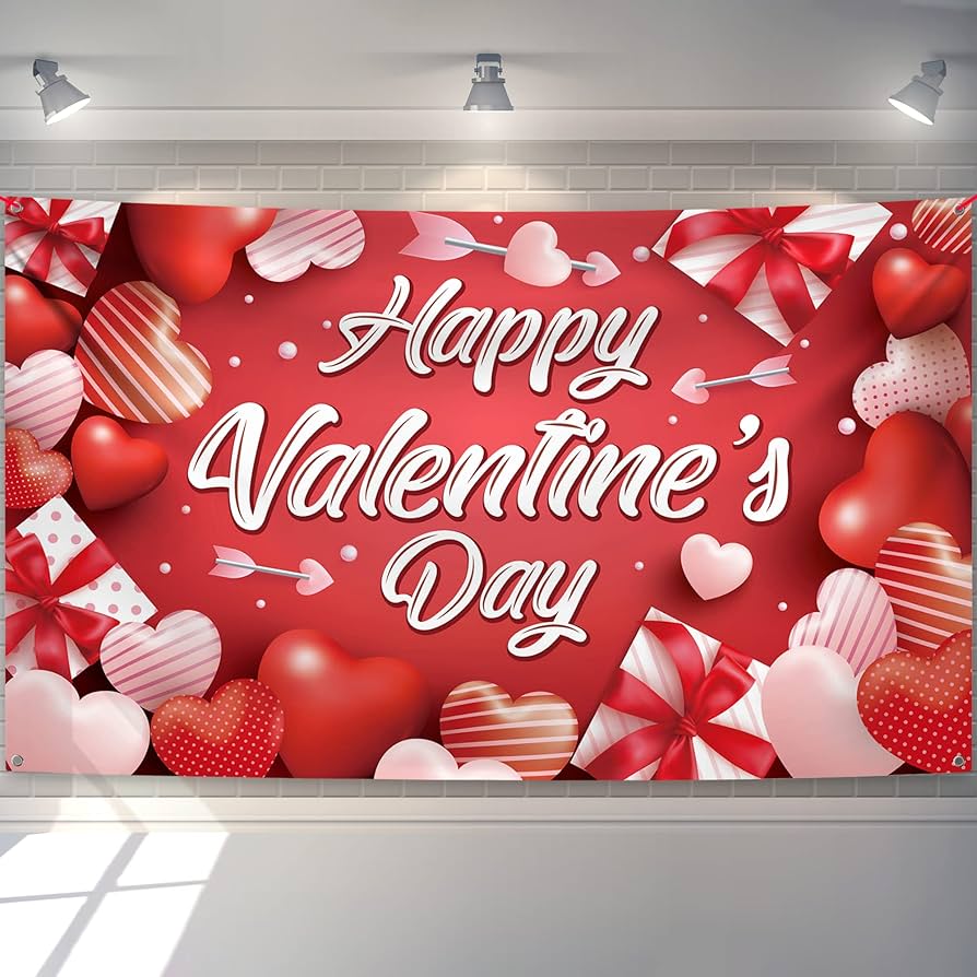 Happy Valentines Backdrop 5ft x 3ft - Preppy Kids (Grand Bazaar)