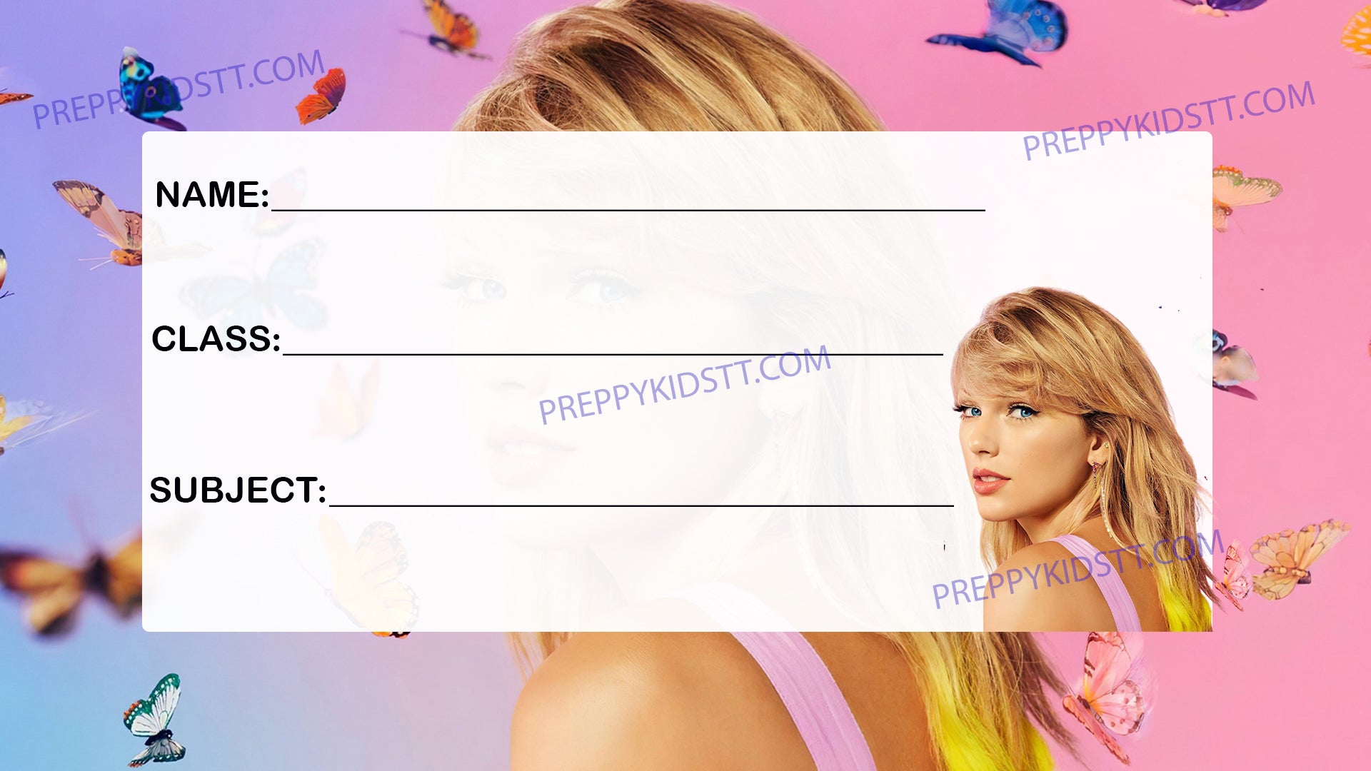 Taylor Swift School book Labels  (Waterproof) - Preppy Kids (Grand Bazaar)