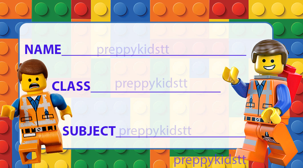 Lego School book Labels (Waterproof) - Preppy Kids (Grand Bazaar)