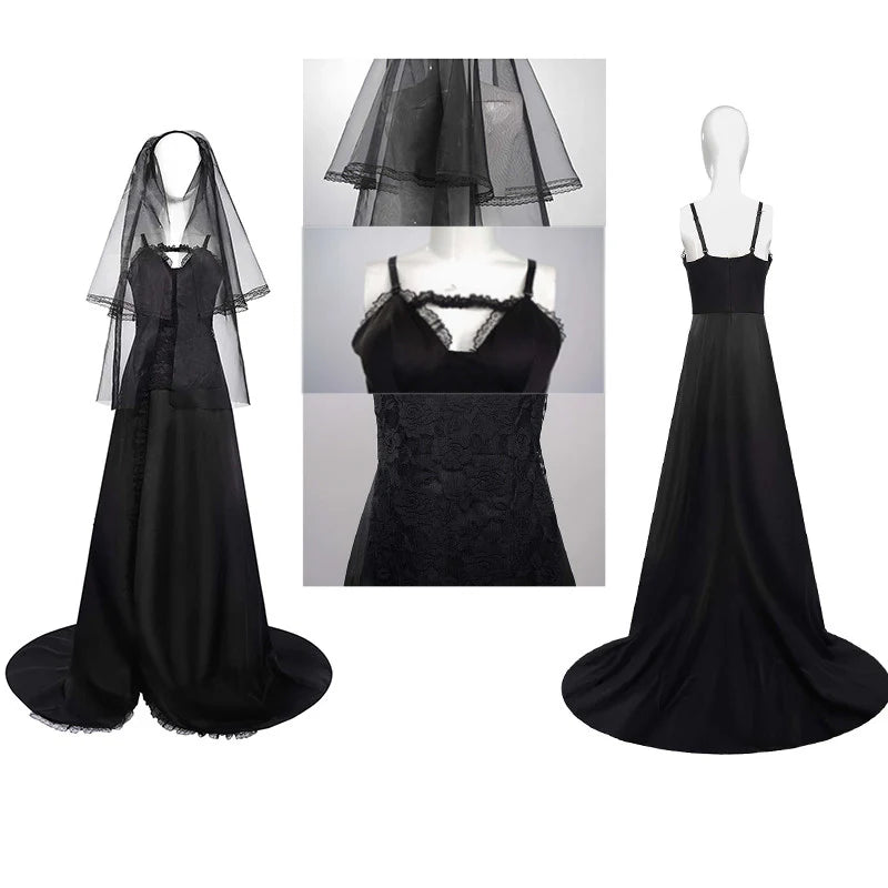 Astrid Deetz Black Dress Beetlejuice Lydia Cosplay Costume Halloween Party Suit - Preppy Kids (Grand Bazaar)