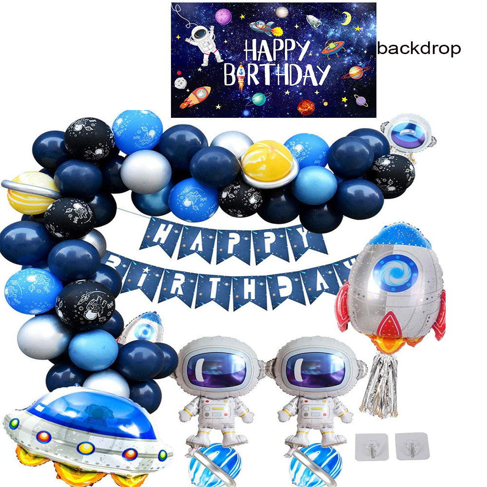 Ultimate Space Man Party package with backdrop