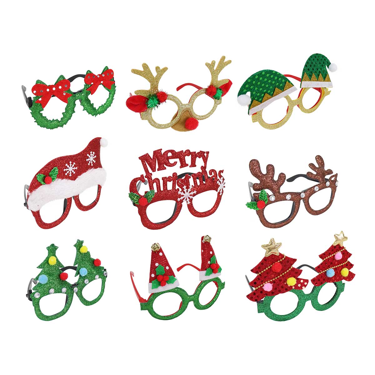 CHRISTMAS FANCY GLASSES MEGA MIX (1pc) - Preppy Kids (Grand Bazaar)