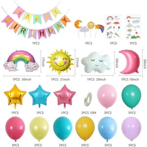 Moon Sun Rainbow Cloud Balloons Decorations Birthday Party Decorations Sky Theme - Preppy Kids (Grand Bazaar)