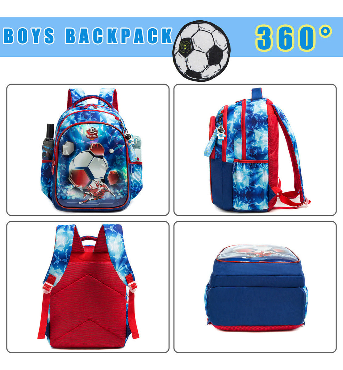 3pc Soccer Game Football Bookbag set - Preppy Kids (Grand Bazaar)