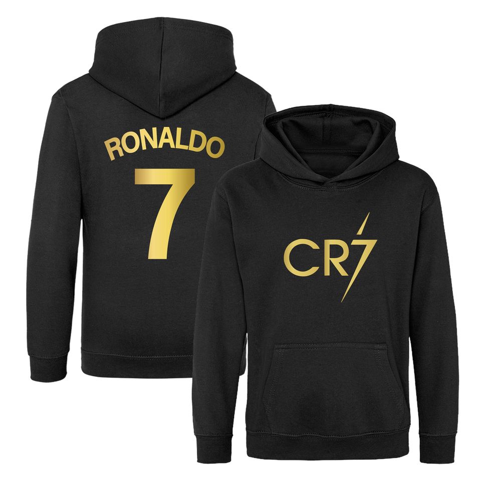 Cristiano Ronaldo "CR7" Black & Gold Pullover Hoodie