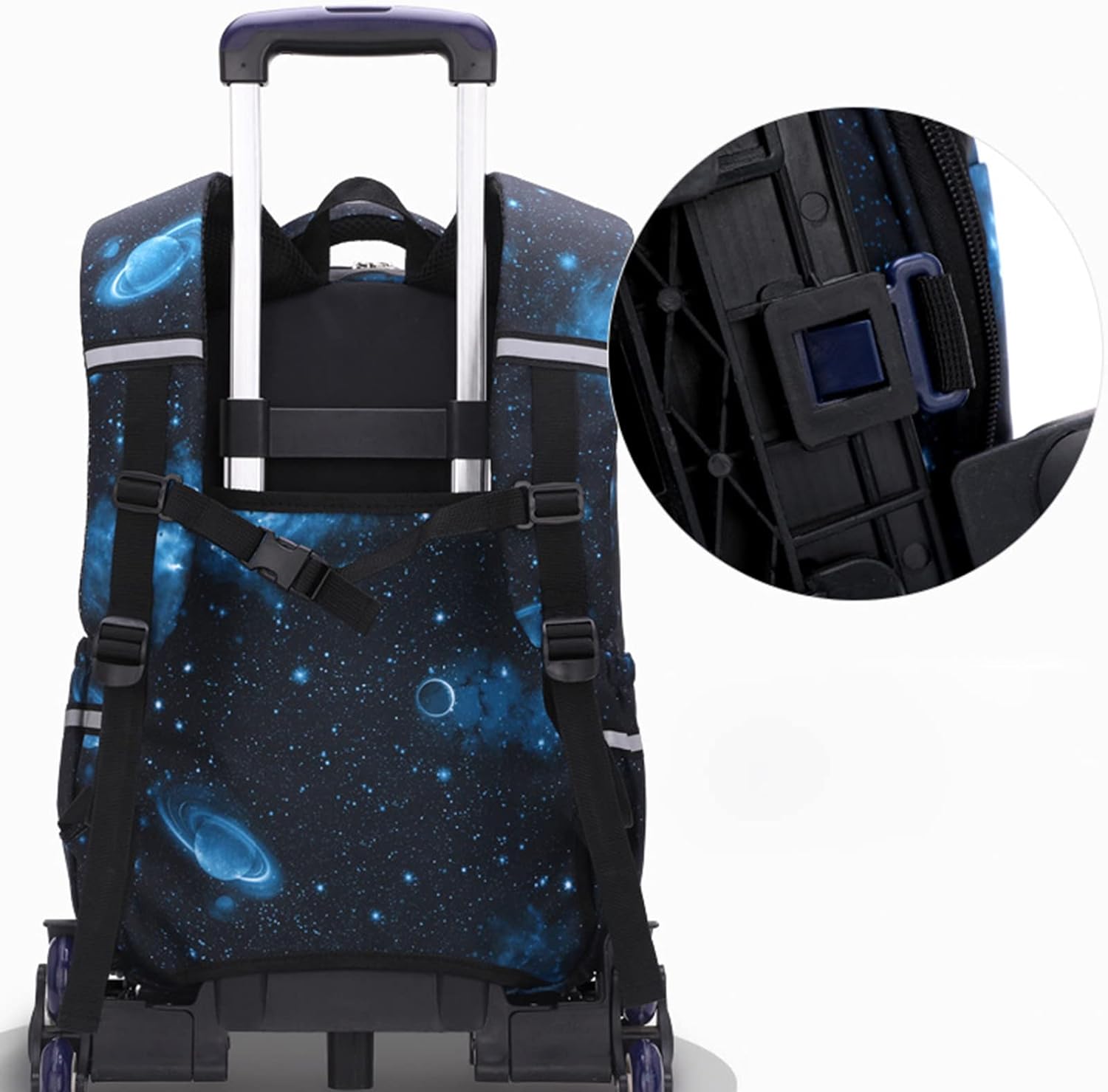 Kids Wheeled Backpack Trolley School Bag High Capacity Black blue