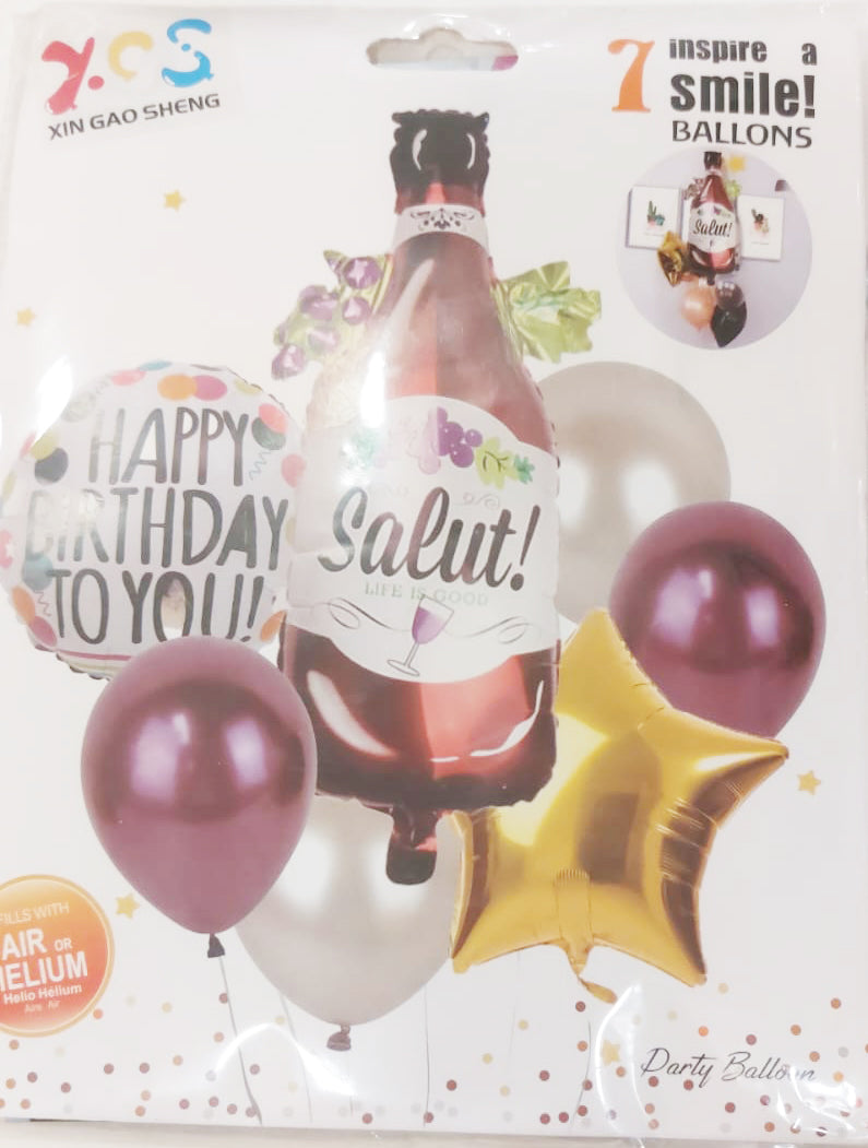 HBD Salut Champagne Foil Balloon Set Happy Birthday - Preppy Kids (Grand Bazaar)