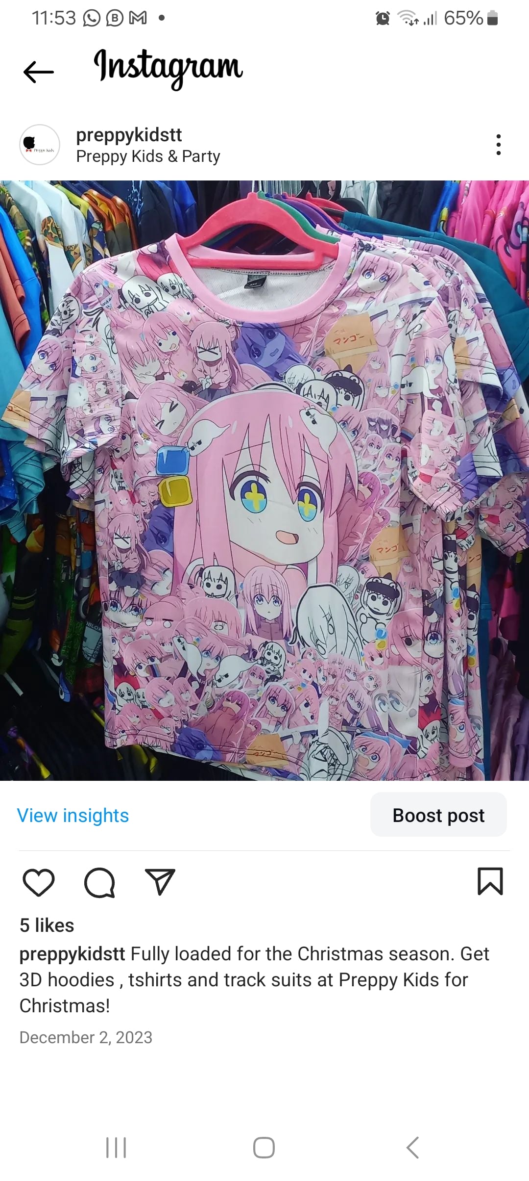 Anime BOCCHI The Rock Cosplay Gotoh Hitori T-Shirt - Preppy Kids (Grand Bazaar)