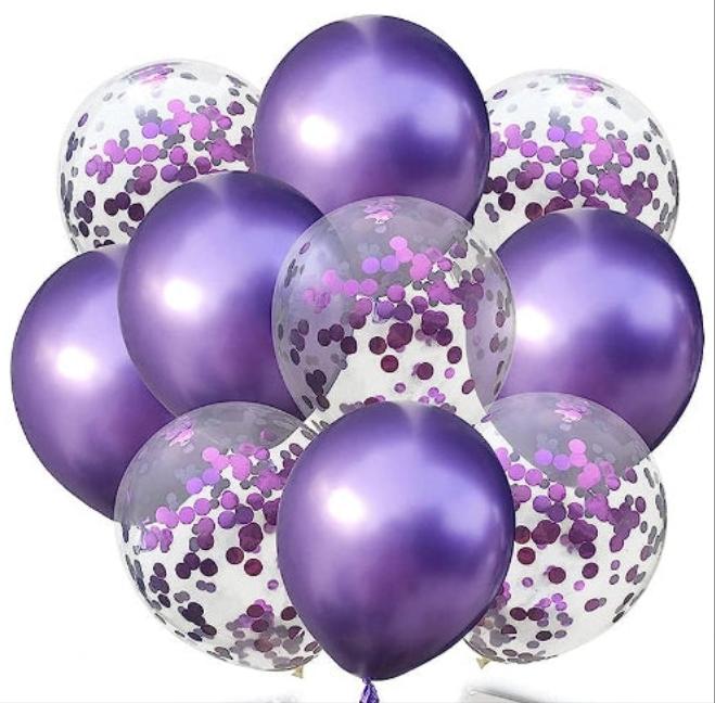 Pack of 10 Purple Confetti Balloons