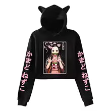 Demon Slayer Crop Top Nezuko black Hoodie