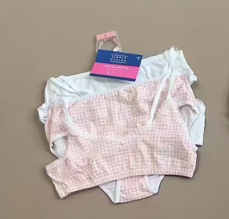 Simply Styled White - Pink Training Bra and Panty 4pc set