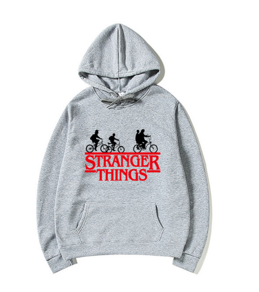 Stranger Things Logo Grey Hoodie Fleece Preppy Kids Grand Bazaar